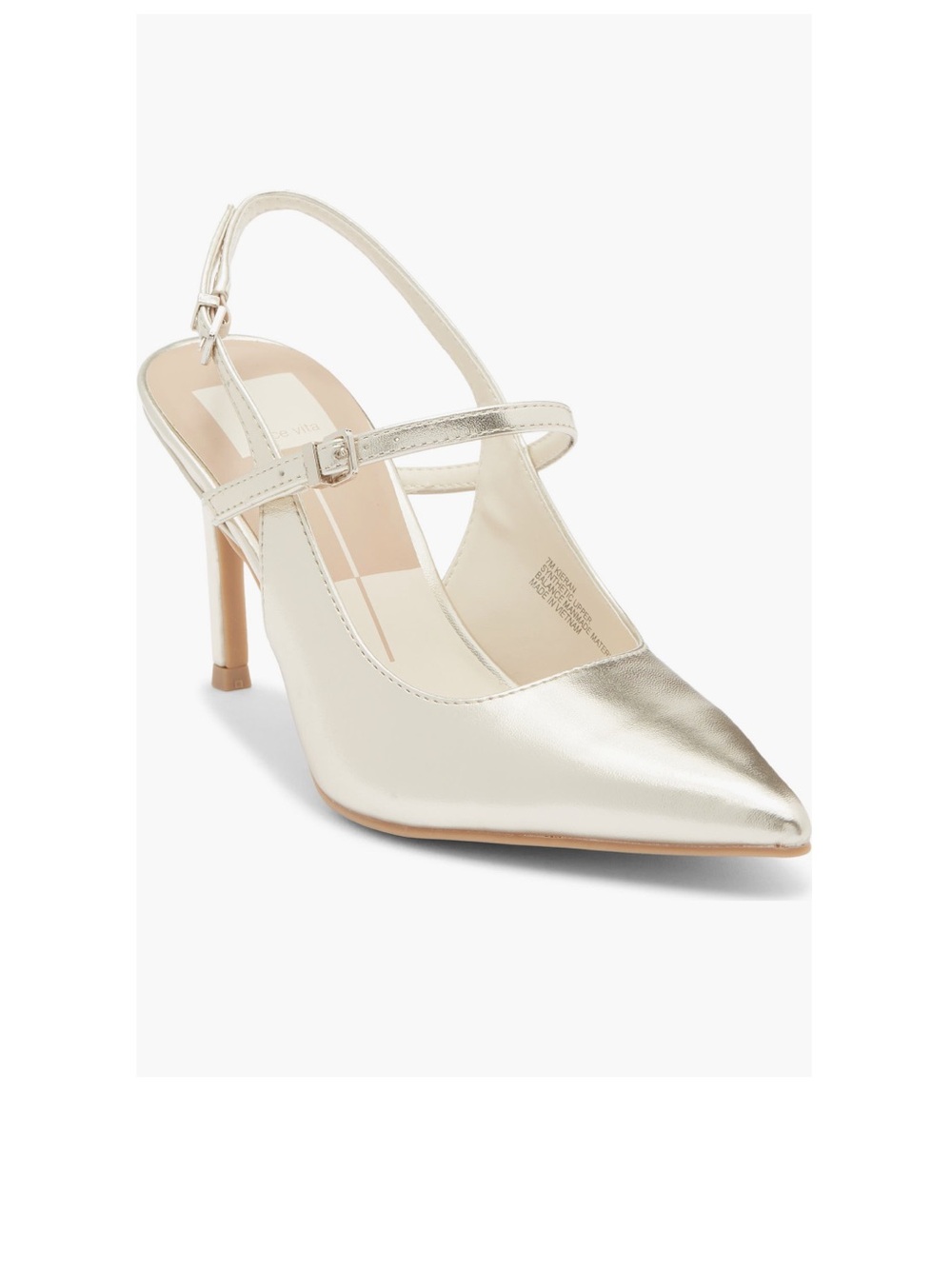 Dolce Vita Metallic Champagne Pointed-Toe Slingback Heels